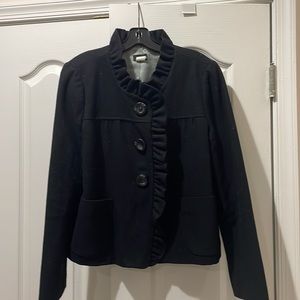 J. Crew Black Ruffled Blazer
